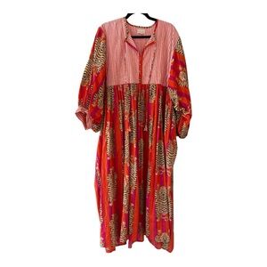 Red and Orange Tibetan Tiger Maxi Dress